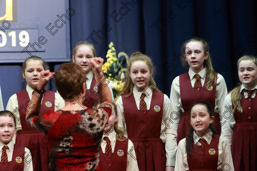 Feis28022019Thu24 
 22~24
Our Lady of Lourdes NS Ballinlough singing Sound of Silence.

Class: 84: The Sr. M. Benedicta Memorial Perpetual Cup Primary School Unison ChoirsSection 1Two contrasting unison songs.

Feis Maiti 93rd Festival held in Fr. Mathew Hall. EEjob 28/02/2019. Picture: Gerard Bonus