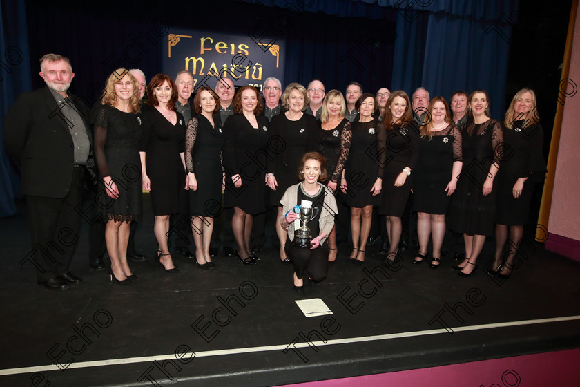 Feis0302109Sun85 
 85
Cup Winners Cantate with Conductor by Elaine Kelly.

Class: 78: The Lynch Memorial Perpetual Cup Adult Vocal Choirs Two Contrasting Songs.

Feis Maiti 93rd Festival held in Fr. Matthew Hall. EEjob 03/02/2019. Picture: Gerard Bonus.