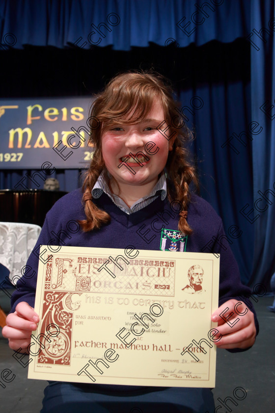 Feis11022019Mon15 
 15
3rd place Emma OMahony from Lovers Walk.

Class: 215: Woodwind Solo 10 Years and Under Programme not to exceed 4 minutes.

Feis Maiti 93rd Festival held in Fr. Matthew Hall. EEjob 11/02/2019. Picture: Gerard Bonus