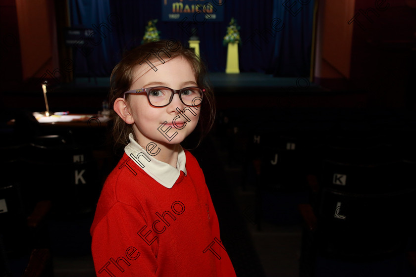 Feis20032019Wed26 
 26
Ruth N Caoimh from Glanmire performed in Sight Reading The Jane Bracken Perpetual Trophy Class 433, 10 Years and Under A passage of prose selected by the Adjudicator.

Feis Maiti 93rd Festival held in Fr. Mathew Hall. EEjob 20/03/2019. Picture: Gerard Bonus.