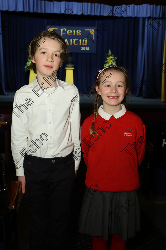 Feis21032018Wed03 
 3
Performer Marc Looney with his sister Isabel from Gaelscoil U Drisceol.

Labhairt na Filocht agus Mreanna Drmaochta Class: 516: Bharslabhairt 9 Bliana DAois N Faoina Roinn 1 Feis Maiti 92nd Festival held in Fr. Mathew Hall. EEjob 21/03/2018 Picture: Gerard Bonus