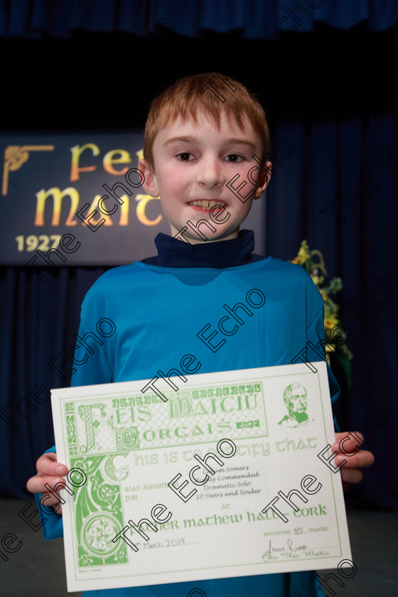 Feis14032019Thu27 
 27
Highly Commended Calum Somers from Rathcormac.

Class: 328: The Fr. Nessan Shaw Memorial Perpetual Cup Dramatic Solo 10YearsandUnder Section 2 A Solo Dramatic Scene not to exceed 4 minutes.

Feis Maiti 93rd Festival held in Fr. Mathew Hall. EEjob 14/03/2019. Picture: Gerard Bonus.