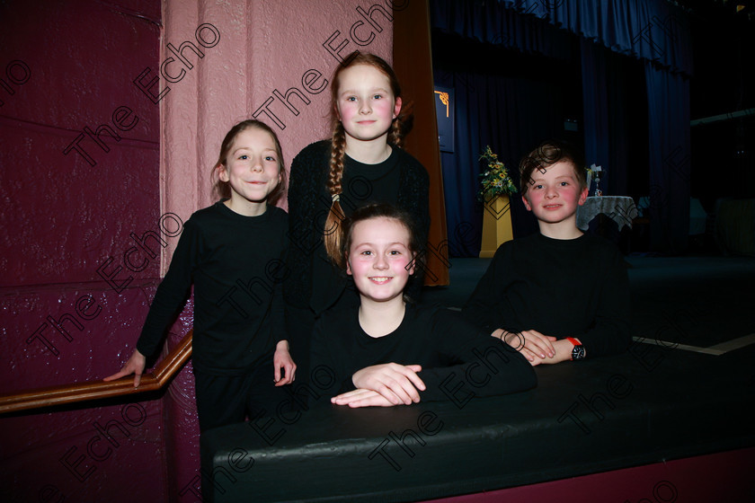 Feis23022018Fri91 
 91
Performers Miah Heffernan, Kacie Kenneally and Caoifainche Bradley and Naoise  Luasa.
 Speech and Drama Class: 468 The Ide McSweeney Perpetual Cup Group Mime 11 Years and Under Feis Maiti 92nd Festival held in Fr. Mathew Hall. EEjob 23/02/2018 Picture: Gerard Bonus.