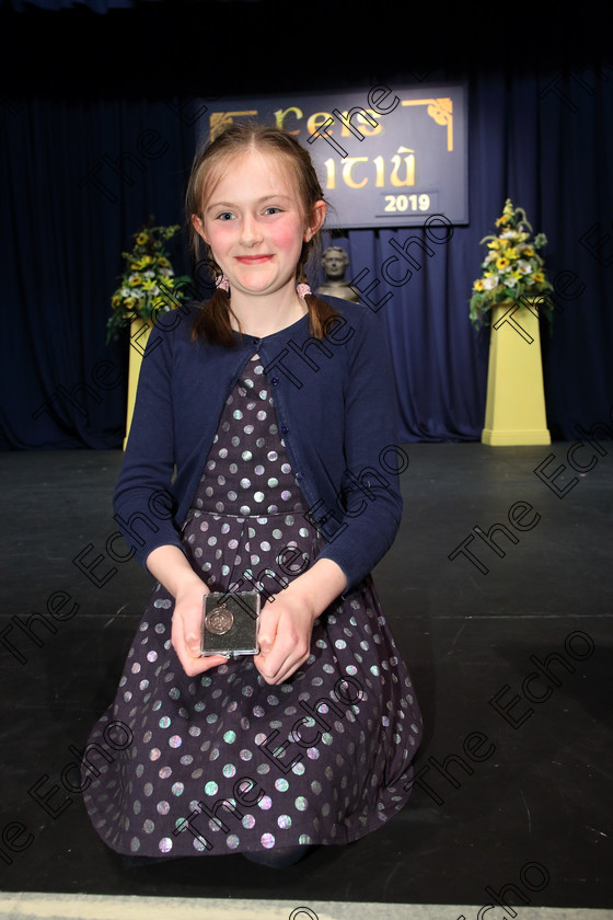 Feis29032019Fri31 
 31
Bronze Medallist Katie ORegan from Nohoval.

Class: 365: Solo Verse Speaking Girls 10Years and Under Section 5 Either: Meeting Rachel Field or Wanted A Witches Cat Shelagh McGee.

Feis Maiti 93rd Festival held in Fr. Mathew Hall. EEjob 29/03/2019. Picture: Gerard Bonus