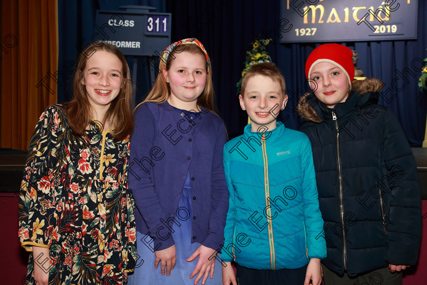 Feis21032019Thu23 
 23
Emma Kennedy and Lydia Young from Ovens and Ballincollig with Sean Kennedy and Gemma Young.

Class: 311: Dramatic Duo 12 Years and Under Section 1 A Dramatic Scene not exceeding 8minutes.

Feis Maiti 93rd Festival held in Fr. Mathew Hall. EEjob 21/03/2019. Picture: Gerard Bonus.