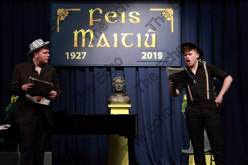 Feis28032019Thu39 
 39~43
CADA Performers giving a Cup Winning and Silver Medal performance of Beours and Feens a Cork Slant on Guys and Dolls.

Class: 335: The Bryan Flynn Memorial Perpetual Cup Musical Drama Duo18 Years and Under A scene of dialogue, song and movement

Feis Maiti 93rd Festival held in Fr. Mathew Hall. EEjob 28/03/2019. Picture: Gerard Bonus