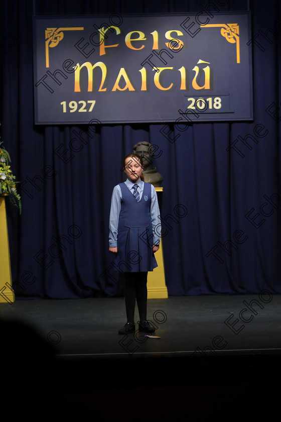 Feis12032018Mon13 
 13
Bronze Medallist Katie Olden from Douglas reciting her poem
 Speech and Drama Class: 365: Solo Verse Speaking Girls 10 Years and Under Section 4 Feis Maiti 92nd Festival held in Fr. Mathew Hall. EEjob 12/03/2018 Picture: Gerard Bonus