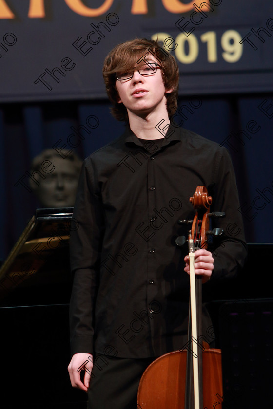 Feis0602109Wed39 
 39~40
Ben Terhorst from Whites Cross playing Elgars Concerto 1st movement orchestra provided by Denise Crowley.

Class: 246: Violoncello Concerto One Movement from a Concerto.

Feis Maiti 93rd Festival held in Fr. Matthew Hall. EEjob 06/02/2019. Picture: Gerard Bonus