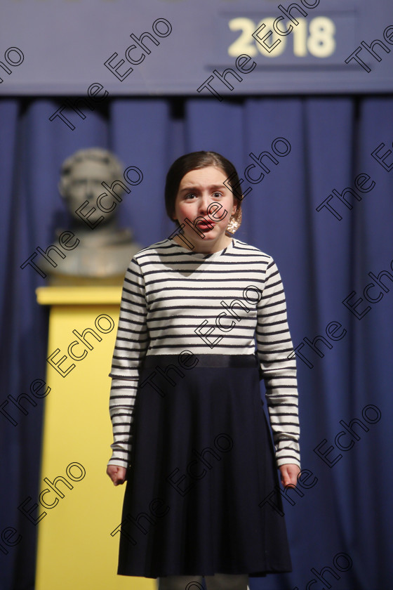 Feis25032018Sun06 
 6
Isobel OCallaghan performing.
 Speech and Drama Class: 365: Solo Verse Speaking Girls 10 Years and Under Section 5 Feis Maiti 92nd Festival held in Fr. Mathew Hall. EEjob 25/03/2018 Picture: Gerard Bonus