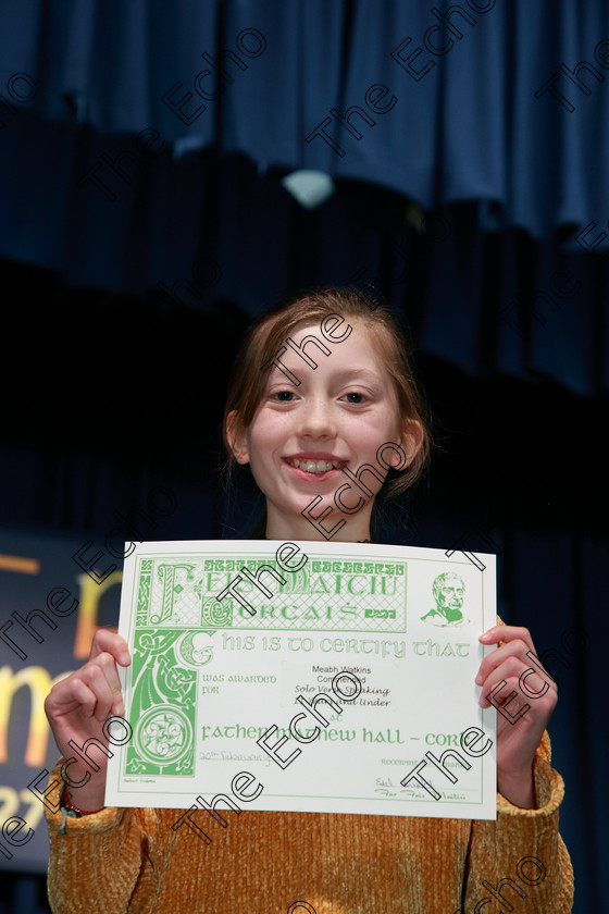 Feis20022018Tue37 
 37
Commended Meabh Watkins from Mayfield.
 Speech and Drama Class: 364: Girls 11 Years and Under Section 1 Feis Maiti 92nd Festival held in Fr. Mathew Hall. EEjob 20/02/2018 Picture: Gerard Bonus.