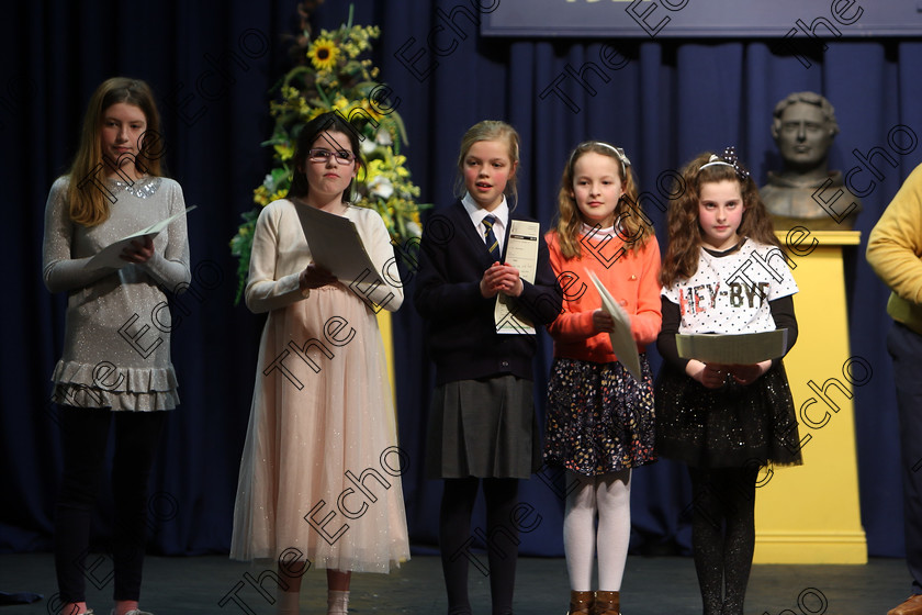 Feis12032018Mon43 
 43
Commended performers; Cliona Marshall, Emma Dunne from Cloghroe, Ruby Lehane, ine Leahy from Ovens and Saoirse Moynihan 
 Speech and Drama Class: 365: Solo Verse Speaking Girls 10 Years and Under Section 4 Feis Maiti 92nd Festival held in Fr. Mathew Hall. EEjob 12/03/2018 Picture: Gerard Bonus