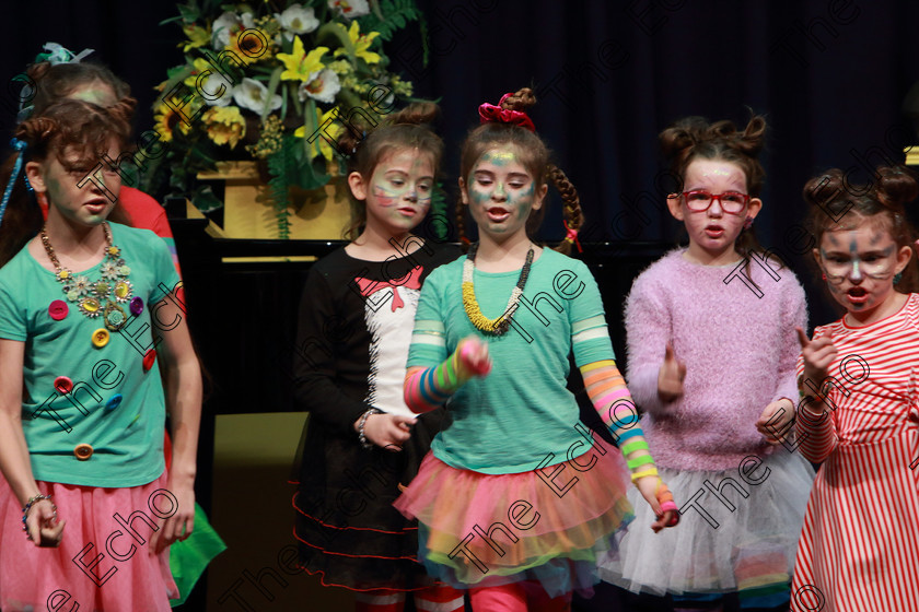 Feis12022019Tue13 
 10~15
Rockboro Primary School performing Green Eggs and Ham from Seussical the Musical.

Class: 104: The Pam Golden Perpetual Cup Group Action Songs -Primary Schools Programme not to exceed 8 minutes.

Feis Maiti 93rd Festival held in Fr. Mathew Hall. EEjob 12/02/2019. Picture: Gerard Bonus