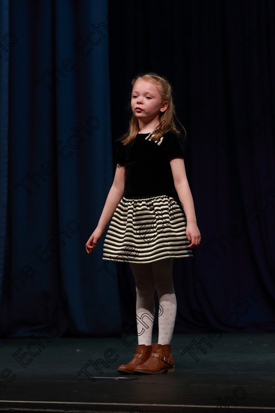 Feis31032019Sun38 
 38
1st time performer Lucy Murphy from Crosshaven

Class: 369: Solo Verse Speaking Girls 6 Years and Under Section 3 Either Ice Cone Island Bernard Lodge or Night Fright Marian Swinger.

Feis Maiti 93rd Festival held in Fr. Mathew Hall. EEjob 31/03/2019. Picture: Gerard Bonus