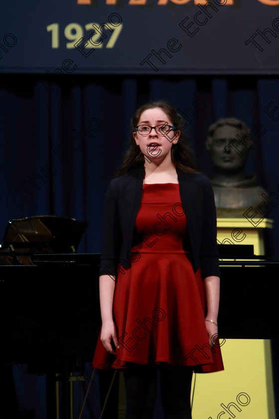 Feis04032019Mon14 
 14
Grinne Cody singing.

Class: 53: Girls Solo Singing 13 Years and UnderSection 2John Rutter A Clare Benediction (Oxford University Press).

Feis Maiti 93rd Festival held in Fr. Mathew Hall. EEjob 04/03/2019. Picture: Gerard Bonus