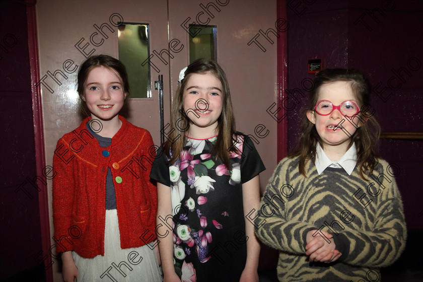 Feis30032019Sat06 
 6
Performers Emma Googan, Emily Barron and Ciara McCarthy.

Class: 367: Solo Verse Speaking Girls 8YearsandUnder Section 5 Either: Breakdown Jean Kenward. Or: The Haunted House John Foster.

Feis Maiti 93rd Festival held in Fr. Mathew Hall. EEjob 30/03/2019. Picture: Gerard Bonus