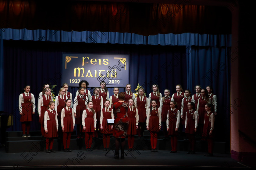 Feis28022019Thu22 
 22~24
Our Lady of Lourdes NS Ballinlough singing Sound of Silence.

Class: 84: The Sr. M. Benedicta Memorial Perpetual Cup Primary School Unison ChoirsSection 1Two contrasting unison songs.

Feis Maiti 93rd Festival held in Fr. Mathew Hall. EEjob 28/02/2019. Picture: Gerard Bonus