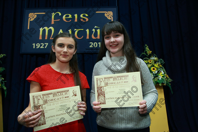 Feis20022018Tue90 
 90
Joint 3rd place Aoife Broderick from Bishopstown and Ava Hennessy from Killeagh.
 Speech and Drama Class: 326: The James ODonovan Memorial Perpetual Cup Year sand Dramatic Solo 14 Section 2 Under Feis Maiti 92nd Festival held in Fr. Mathew Hall. EEjob 20/02/2018 Picture: Gerard Bonus.