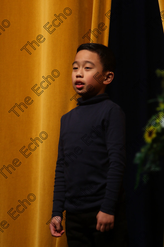 Feis20032018Tue16 
 16~17
Shayne Limansag giving a Commended performance of Boy from The Witches.
 Speech and Drama Class: 329: Dramatic Solo 8 Years and Under Feis Maiti 92nd Festival held in Fr. Mathew Hall. EEjob 20/03/2018 Picture: Gerard Bonus