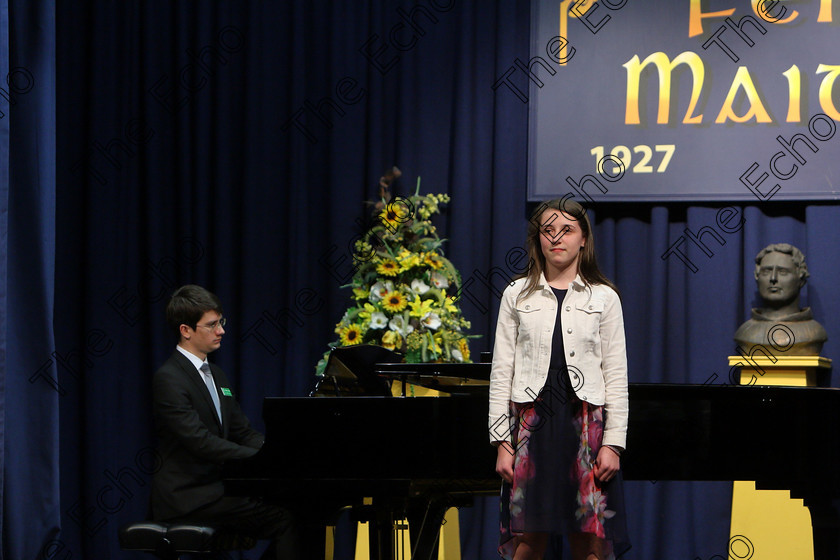 Feis05032018Mon20 
 20
Lisa Hartnett performing with accompanist, Michael Young
 Singing and School Choirs Class: 53: Girls Solo Singing 13 Years and Under Section 2 Feis Maiti 92nd Festival held in Fr. Mathew Hall. EEjob 05/03/2018 Picture: Gerard Bonus.