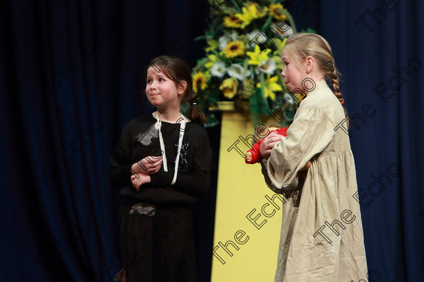 Feis27032019Wed31 
 31~32
Grace Wixted and Sinead Comber from Bishopstown performing Victoria Beff.

Class: 312: Dramatic Duo 10Years and Under Section 2 A Duo Scene not exceeding 5minutes.

Feis Maiti 93rd Festival held in Fr. Mathew Hall. EEjob 27/03/2019. Picture: Gerard Bonus