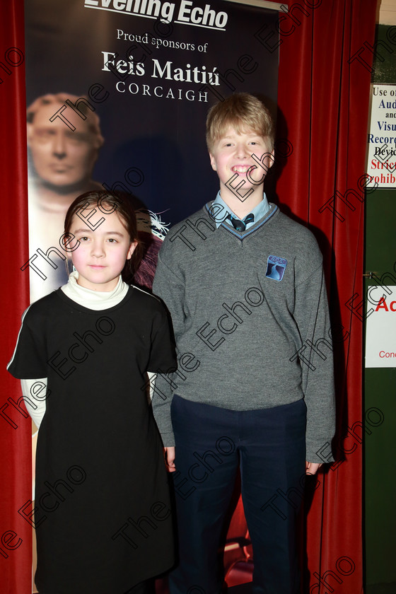 Feis0602109Wed18 
 18
Performer Katie Foster from Cahersiveen, Kerry with her cousin Mark Foster from Kinsale.

Class: 160: The Kathleen Davis Memorial Perpetual Cup Piano Repertoire 12Years and Under Programme of contrasting style and period, time limit 10 minutes.

Feis Maiti 93rd Festival held in Fr. Matthew Hall. EEjob 06/02/2019. Picture: Gerard Bonus