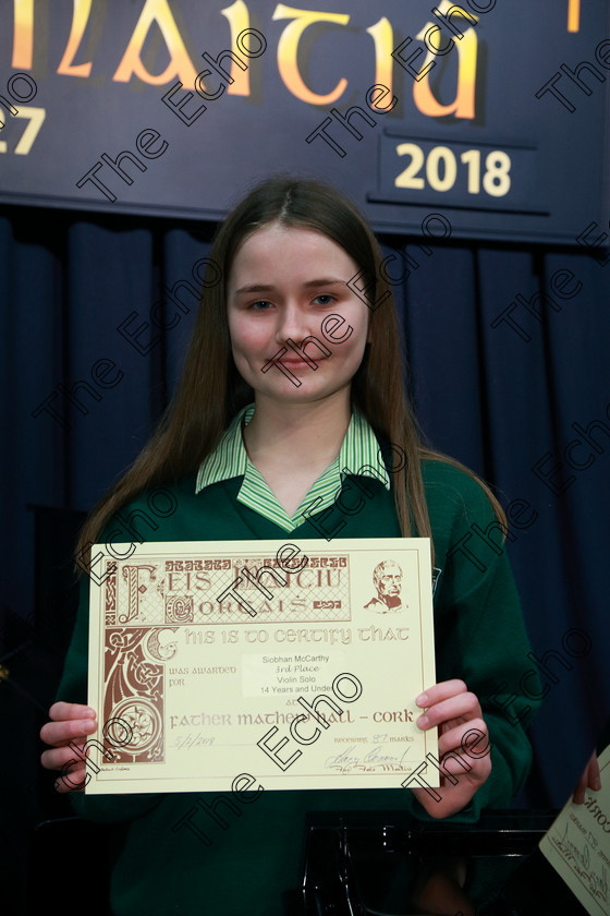 Feis05022018Mon19 
 19
Joint 3rd place Siobhan McCarthy from Blackrock.
 Instrumental Music Class: 239: Violin Solo14 Years and Under Feis Maiti 92nd Festival held in Fr. Matthew Hall. EEjob 05/02/2018 Picture: Gerard Bonus.