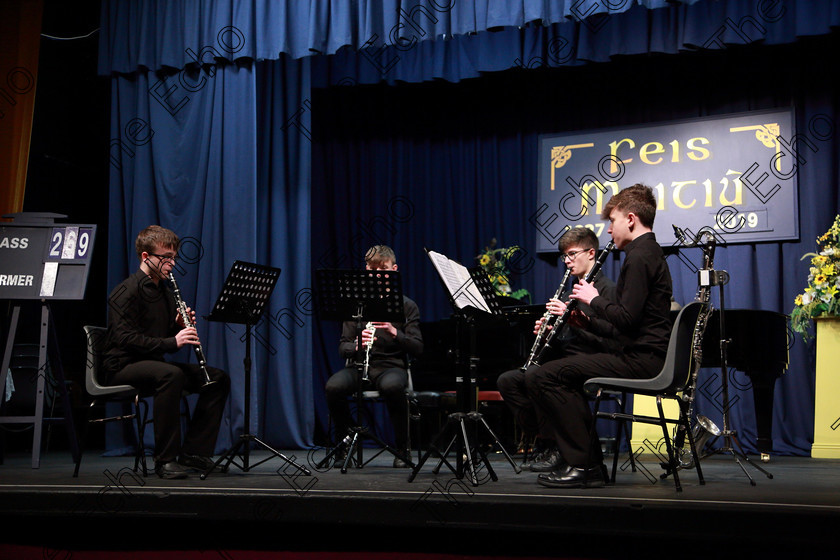 Feis10022019Sun47 
 47
The Buffet Clarinets performing including; James Gibson, Daire Sweeney, James Kelleher and Cormac Flynn

Class: 269: The Lane Perpetual Cup Chamber Music 18 Years and Under
Two Contrasting Pieces, not to exceed 12 minutes

Feis Maiti 93rd Festival held in Fr. Matthew Hall. EEjob 10/02/2019. Picture: Gerard Bonus