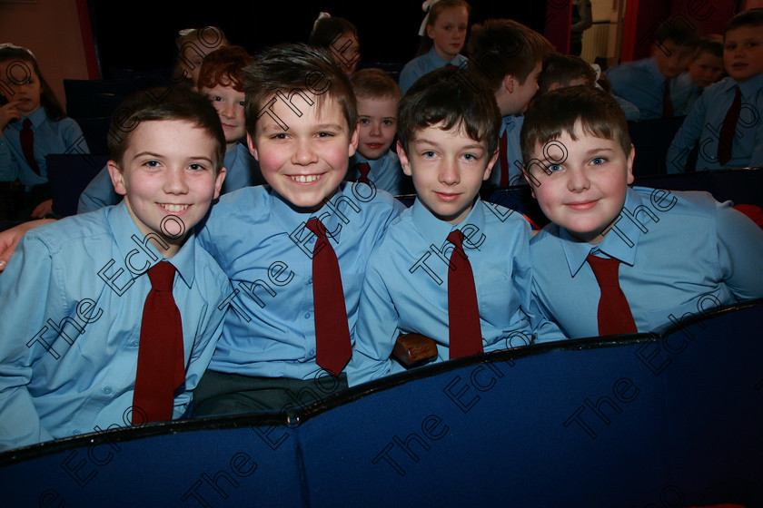 Feis21022018Wed13(1) 
 13
Donal OCallaghan, Adam Hosford, Paudraig Dineen and Ian Crowley Mabh McGoldrick, Lavinia McCaul and Genny OSullivan from Ovens NS 5th Class.
 Speech and Drama Classes: 485: Action Verse The OBrien Perpetual Cup5th Class and Class: 484: The Sri Lanka Festival Perpetual Trophy 6th Class, Feis Maiti 92nd Festival held in Fr. Mathew Hall. EEjob 21/02/2018 Picture: Gerard Bonus.