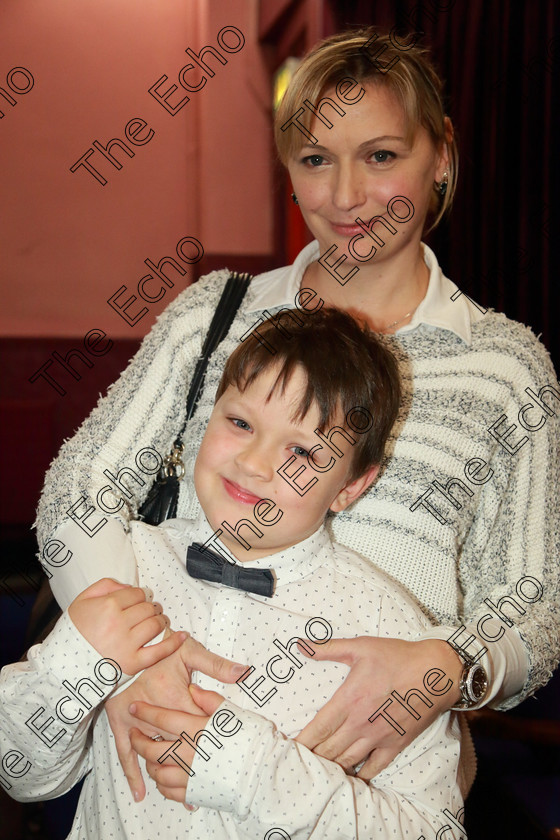 Feis0402109Mon03 
 3
Anthony Iglody from Midleton with his mother Olena.

Class: 242: Violin Solo 8 Years and Under (a) CarsePetite Reverie (Classical Carse Bk.1) (b) Contrasting piece not to exceed 2 minutes.

Feis Maiti 93rd Festival held in Fr. Matthew Hall. EEjob 04/02/2019. Picture: Gerard Bonus