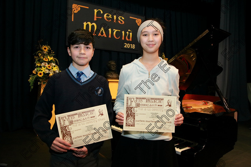 Feis29012018Mon19 
 19
Gene Kareem and Aisling Martin both from Bishopstown received joint 3rd place.
 EEjob 29/01/2018 
Feis Maiti 92nd Festival held in Fr. Matthew Hall 
Picture: Gerard Bonus

Class: 165: Piano Solo 12 years and Under