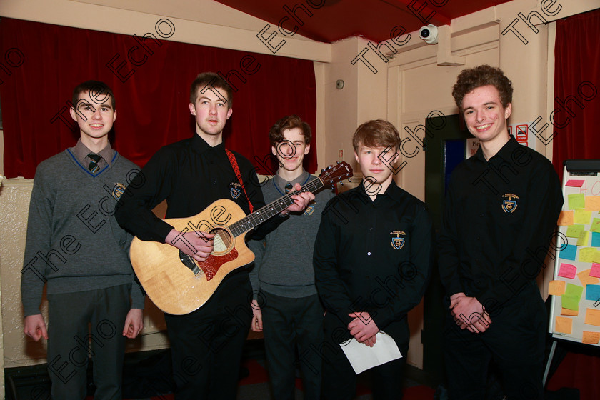 Feis05032018Mon58 
 58 
Performers James Atchison, Rob Keating, Oisn OSullivan, Andy McManagan and Liam Hurley from Rochestown College.
 Singing and School Choirs Class: 95: Vocal Duets 18 Years and Under Confined Feis Maiti 92nd Festival held in Fr. Mathew Hall. EEjob 05/03/2018 Picture: Gerard Bonus