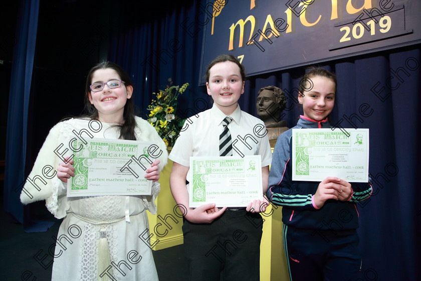 Feis11032019Mon22 
 22
Commended Saoirse Twomey from Ballinhassig for her performance of Witches Instinct; Alannah Magan from Midleton for her performance of Miss Trunchbull from Matilda and Dominique Desmond from Douglas for her performance of Scream if You Want to Go Faster

Class: 327: The Hartland Memorial Perpetual Trophy Dramatic Solo 12YearsandUnder Section 1 A Solo Dramatic Scene not to exceed 5 minutes.

Feis Maiti 93rd Festival held in Fr. Mathew Hall. EEjob 11/03/2019. Picture: Gerard Bonus