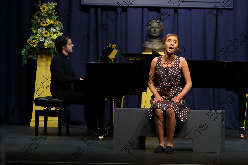 Feis27022018Tue24 
 23~24
 Niamh Callanan from Bandon performing Loven That Man of Mine from Showboat with Accompanist Tom Doyle.