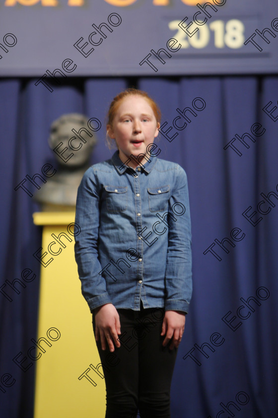 Feis25032018Sun18 
 18
Una McCarthy reciting poems.
 Speech and Drama Class: 365: Solo Verse Speaking Girls 10 Years and Under Section 5 Feis Maiti 92nd Festival held in Fr. Mathew Hall. EEjob 25/03/2018 Picture: Gerard Bonus