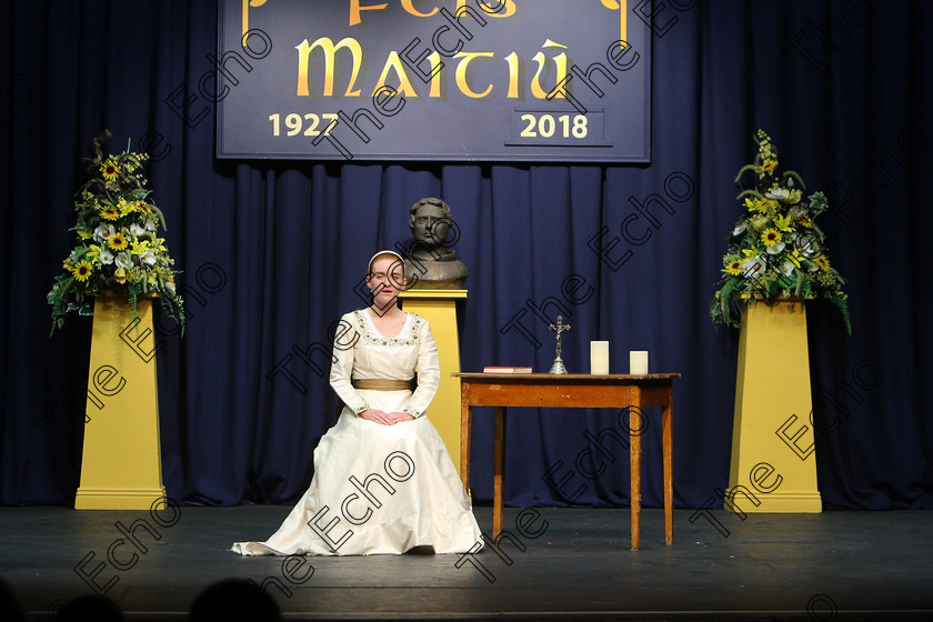 Feis16032018Fri50 
 49~51
Isobel Carey from Ballinlough performing Anne of The One Thousand Days in The Lorna Daly Memorial Perpetual Cup Dramatic Solo 18 Years and Over.
 Feis Maiti 92nd Festival held in Fr. Mathew Hall. EEjob 16/03/2018 Picture: Gerard Bonus.