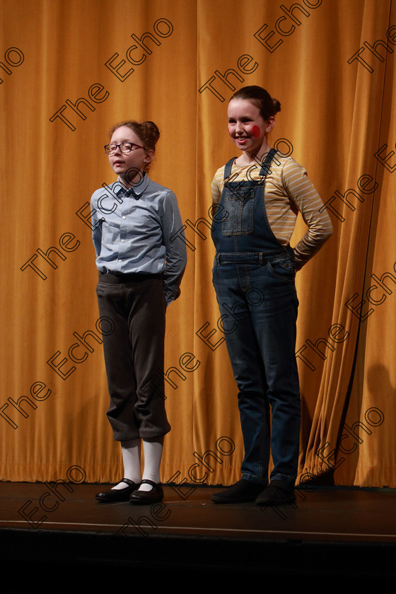 Feis21032019Thu16 
 16~18
Naoise Coughlan and Abigail Cronin from Carrigtwohill performing Pinocchio

Class: 311: Dramatic Duo 12 Years and Under Section 1 A Dramatic Scene not exceeding 8minutes.

Feis Maiti 93rd Festival held in Fr. Mathew Hall. EEjob 21/03/2019. Picture: Gerard Bonus.