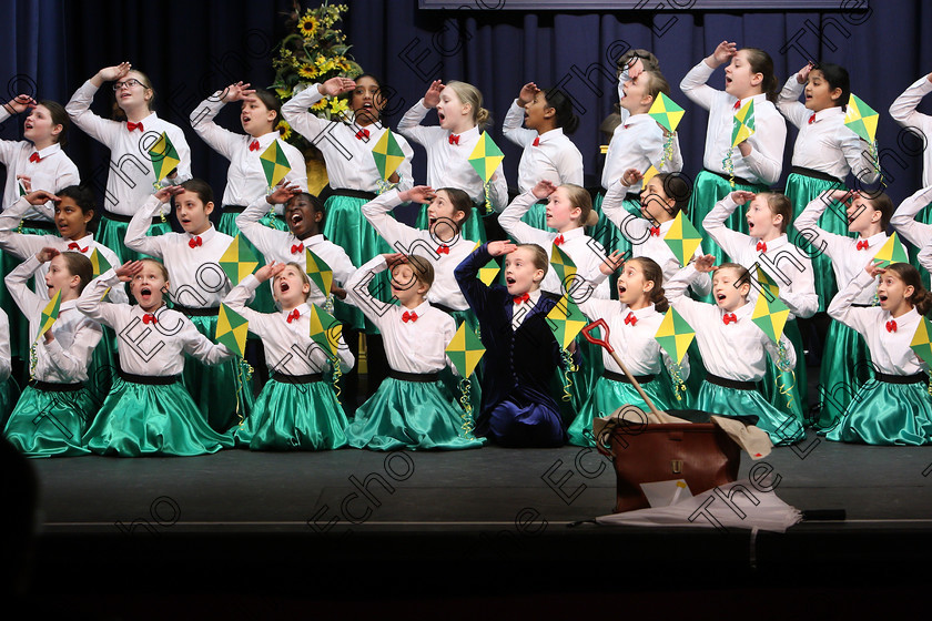 Feis28022018Wed08 
 On a snowy day only one choir made it into the hall for their performance, Scoil mhuire, Ballincollig braved the elements, snow and ice and totally enthralled the adjudicator, Marilynne Davies that she asked them to perform again and they did, spectacularly, showing their skill and talents so well that they were awarded the highest mark of 90 points, a rare achievement made all the more special on a day that most schools were closed due to weather and also making the choirs first visit to eh Feis performing a medley from Mary Poppins during the The Pam Golden Perpetual Cup Group Action Songs Primary Schools Class 104 Feis Maiti 92nd Festival held in Fr. Mathew Hall. EEjob 27/02/2018 Picture: Gerard Bonus.