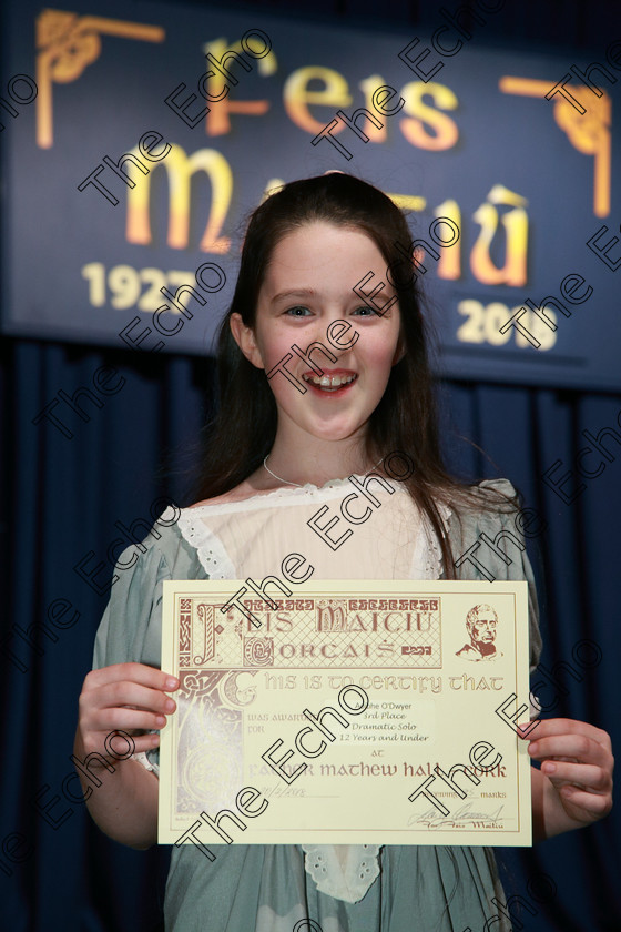 Feis20022018Tue47 
 47
Joint 3rd place Aoibhe ODwyer from Carrigrohane. 
 Speech and Drama Class: 327: The Hartland Memorial Perpetual Trophy Dramatic Solo Section 2 12 Yearsand Under Feis Maiti 92nd Festival held in Fr. Mathew Hall. EEjob 20/02/2018 Picture: Gerard Bonus.