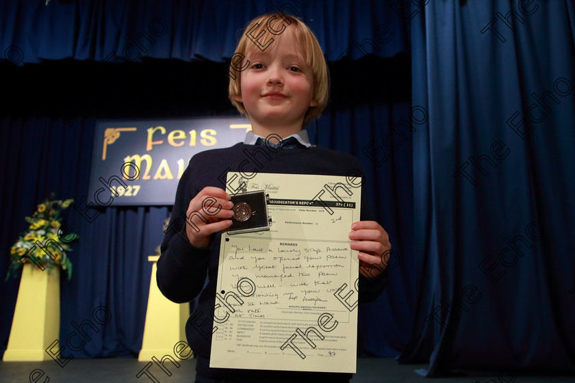 Feis21032019Thu02 
 2
Bronze Medalist Shane OFlaherty.

Class: 379: Solo Verse Speaking Boys 10 Years and Under Section 1Either: November Night Countdown Moira Andrew or Wellingtons Gareth Owen.

Feis Maiti 93rd Festival held in Fr. Mathew Hall. EEjob 21/03/2019. Picture: Gerard Bonus.