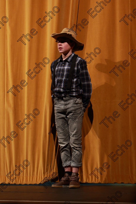 Feis13032019Wed36 
 36~37
Cormac Bartley performing as Huckleberry Finn.

Class: 327: The Hartland Memorial Perpetual Trophy Dramatic Solo 12 Years and Under Section 3 A Solo Dramatic Scene not to exceed 5 minutes.

Feis Maiti 93rd Festival held in Fr. Mathew Hall. EEjob 13/03/2019. Picture: Gerard Bonus.