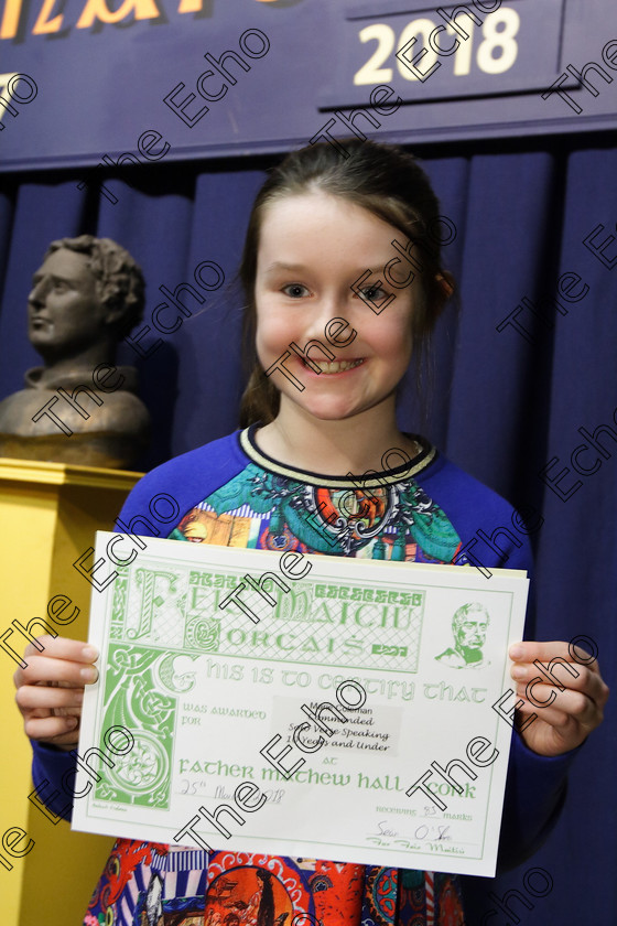 Feis25032018Sun34 
 34
Commended Marie Coleman from Mallow.

Speech and Drama Class: 365: Solo Verse Speaking Girls 10 Years and Under Section 5 Feis Maiti 92nd Festival held in Fr. Mathew Hall. EEjob 25/03/2018 Picture: Gerard Bonus