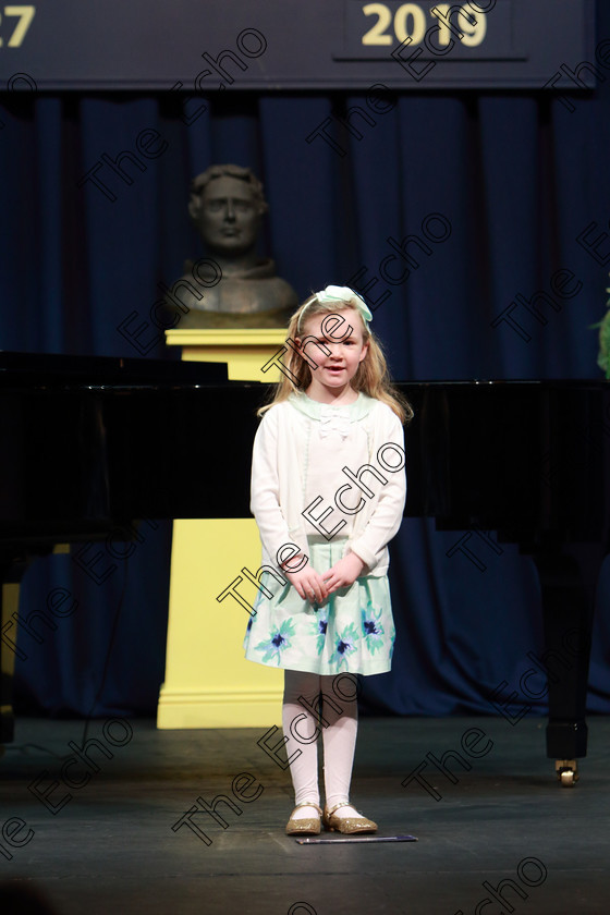 Feis26022019Tue01 
 1
Ellie Kennedy from Ballincollig giving a Commended Song.

Class: 56: 7 Years and Under arr. Herbert Hughes Little Boats (Boosey and Hawkes 20th Century Collection).

Feis Maiti 93rd Festival held in Fr. Mathew Hall. EEjob 26/02/2019. Picture: Gerard Bonus