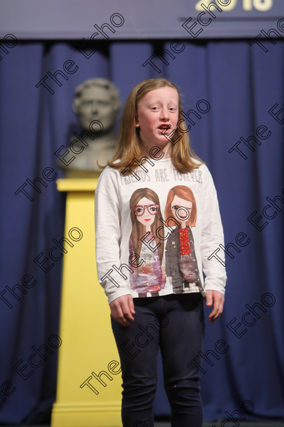 Feis25032018Sun04 
 4
Mia Collins performing.
 Speech and Drama Class: 365: Solo Verse Speaking Girls 10 Years and Under Section 5 Feis Maiti 92nd Festival held in Fr. Mathew Hall. EEjob 25/03/2018 Picture: Gerard Bonus