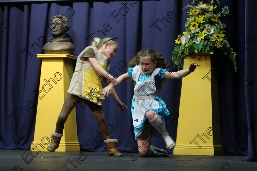 Feis24032018Sat64 
 63~65
Anna Louise Crowley and Christine Lucey performing a scene from Goldilocks.
 Speech and Drama Class: 312: Dramatic Duo 10 Years and Under Feis Maiti 92nd Festival held in Fr. Mathew Hall. EEjob 24/03/2018 Picture: Gerard Bonus