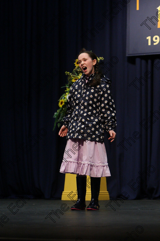 Feis16032018Fri13 
 12~13
Aoibhe Grealy from Carrigaline giving a Commend performance of Where My Wellies Take Me.
 Speech and Drama Class: 328: The Fr. Nessan Shaw Memorial Perpetual Cup Dramatic Solo 10 Years and Under Section 3 Feis Maiti 92nd Festival held in Fr. Mathew Hall. EEjob 16/03/2018 Picture: Gerard Bonus.