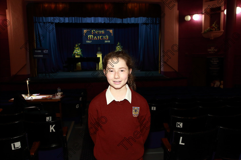 Feis20032019Wed25 
 25
Lily Clifton from Midleton performed in Sight Reading The Jane Bracken Perpetual Trophy Class 432, 12 Years and Under A passage of prose selected by the Adjudicator.

Feis Maiti 93rd Festival held in Fr. Mathew Hall. EEjob 20/03/2019. Picture: Gerard Bonus.