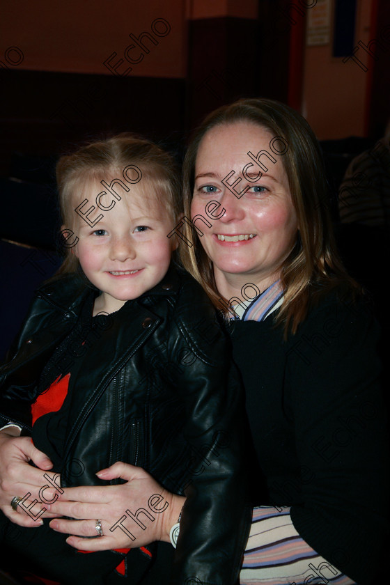 Feis24022018Sat21 
 21
Performer Hannah ODriscoll from Rathcormac with her mum Kate.
 Speech and Drama Class: 369: Solo Verse Speaking Girls 6 Years and Under Section 3 Feis Maiti 92nd Festival held in Fr. Mathew Hall. EEjob 24/02/2018 Picture: Gerard Bonus.