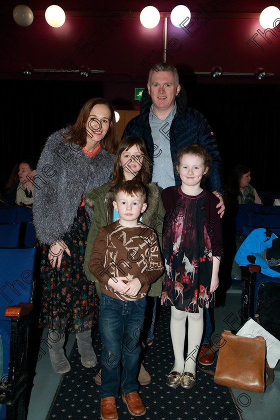 Feis24022018Sat16 
 16
Performer Mia Goherty from Blackrock with her parents Claire and Liam brother Ronan and friend Rachel ONeill.
 Speech and Drama Class: 369: Solo Verse Speaking Girls 6 Years and Under Section 3 Feis Maiti 92nd Festival held in Fr. Mathew Hall. EEjob 24/02/2018 Picture: Gerard Bonus.