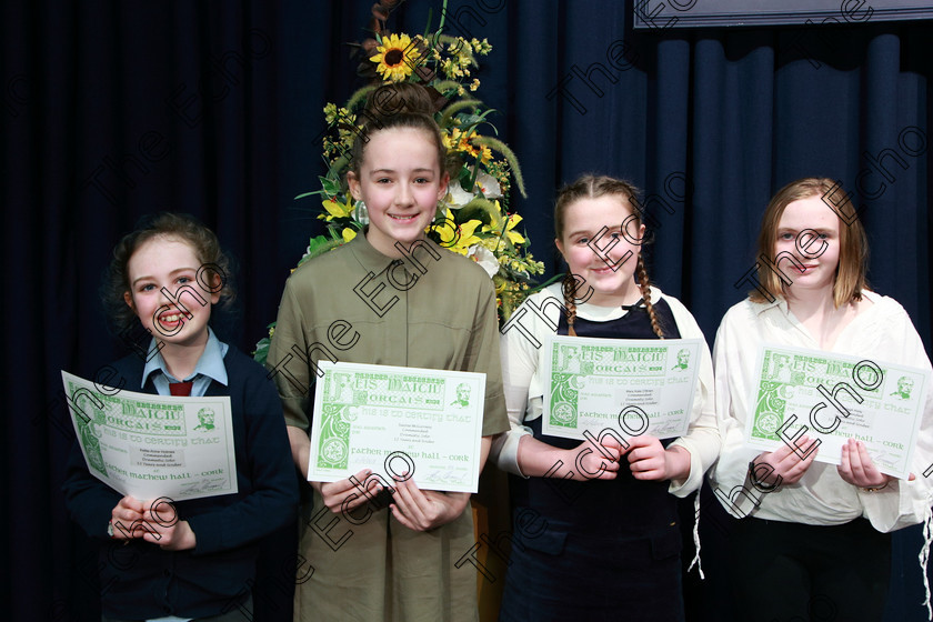 Feis21022018Wed55 
 55
Commended Kellie Anne Holms, Saoirse McGuinness, Mary Mate OBrien and Clodagh Kelly.
 Speech and Drama Class: 327: The Hartland Memorial Perpetual Trophy Dramatic Solo12 years and under section 3 Feis Maiti 92nd Festival held in Fr. Mathew Hall, EEjob 21/02/2018 Picture: Gerard Bonus.