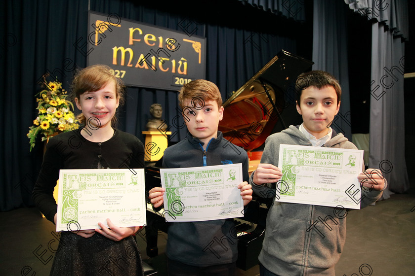 Feis29012018Mon20 
 20
Meadhbh N Chathasigh from Farran; Harry Walsh from Rochestown and Alex ORourke from Model Farm Road each received A Highly Commended.
 EEjob 29/01/2018 
Feis Maiti 92nd Festival held in Fr. Matthew Hall 
Picture: Gerard Bonus

Class: 165: Piano Solo 12 years and Under